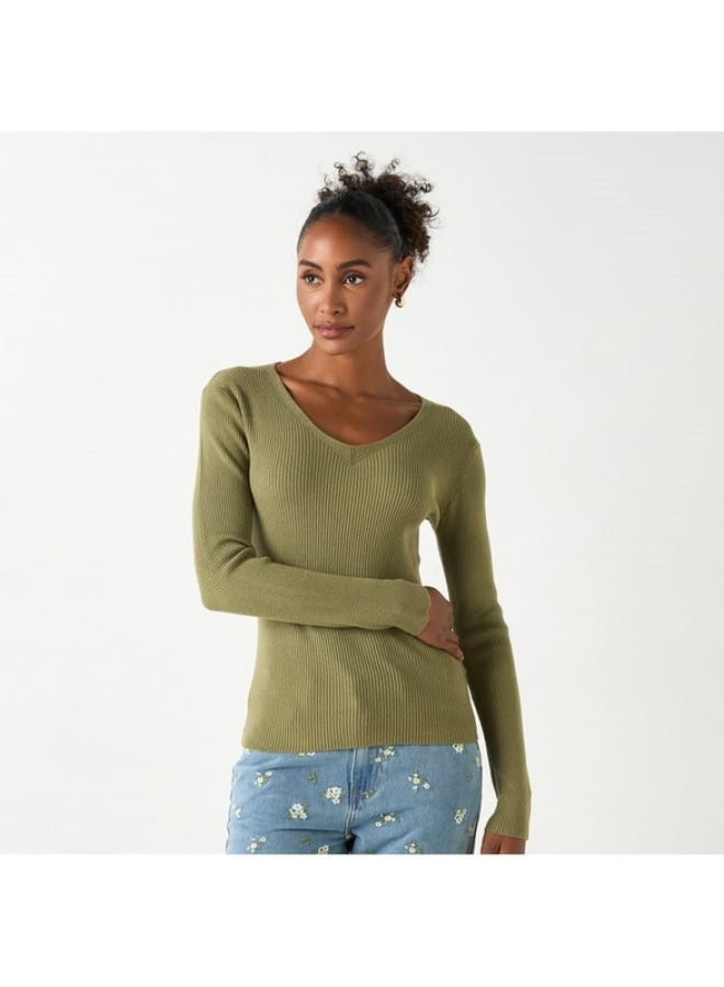 2Xtremz 2Xtremz Ribbed V-Neck Sweater with Long Sleeves  - Image 4