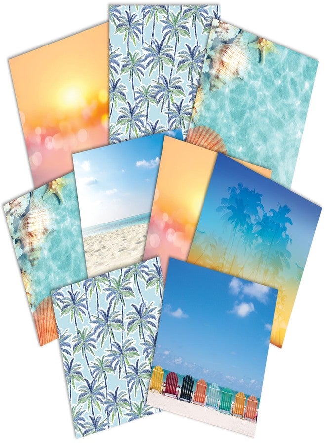 Paper House Productions 12" x 12" 9-Sheet Decorative Double Sided Paper Pack for Scrapbooking and Crafts - Tropical Sand & Sea - Image 1