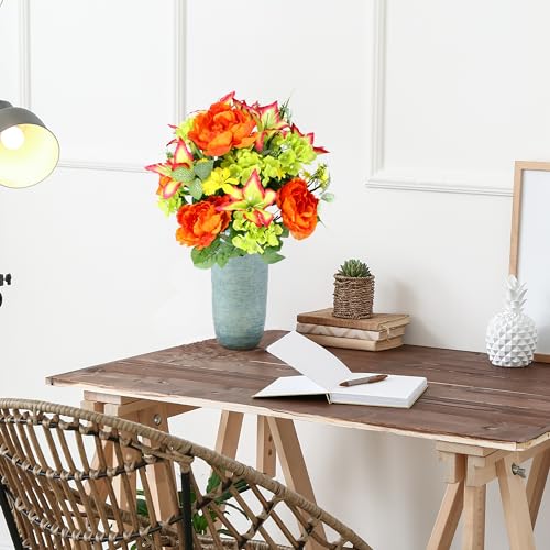 Admired By Nature Spring Bush Artificial Hydrangea Flowers, Yellow/Orange/Beauty/Kiwi - Image 2