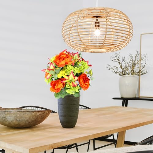 Admired By Nature Spring Bush Artificial Hydrangea Flowers, Yellow/Orange/Beauty/Kiwi - Image 3