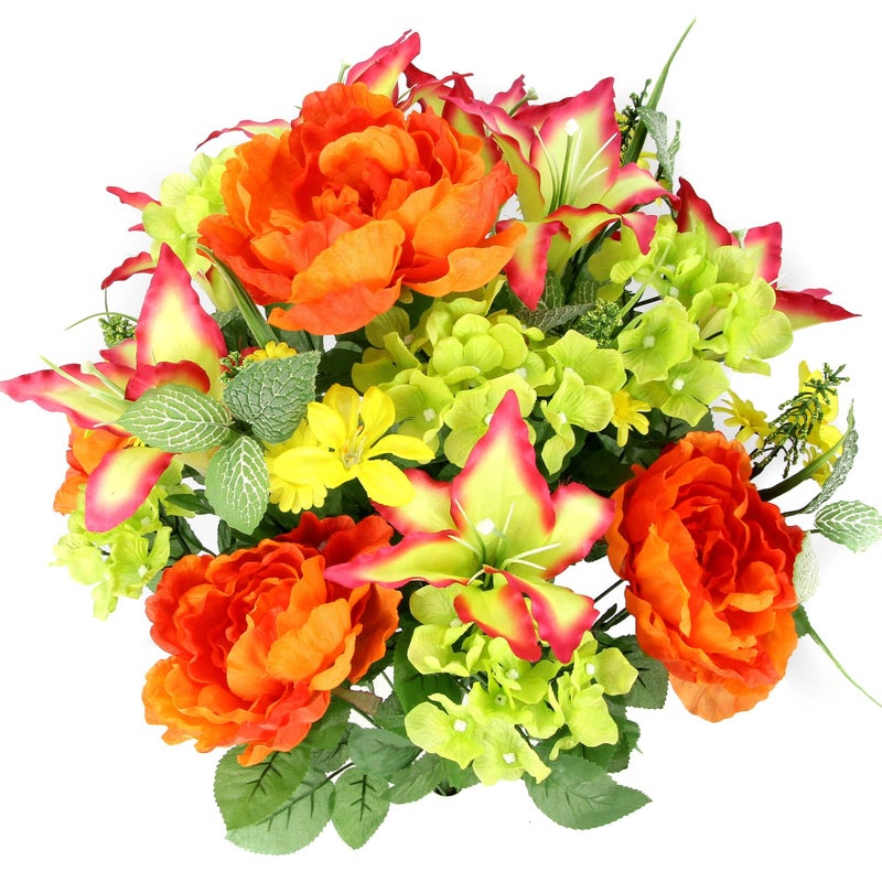 Admired By Nature Spring Bush Artificial Hydrangea Flowers, Yellow/Orange/Beauty/Kiwi - Image 5