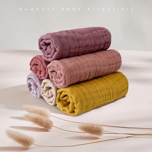 MOON PARK Baby Washcloths 12 Pack 12x12 Inches Small Burp Cloths and Baby Wipes 100 Cotton Muslin Ultra Soft for Newborn Infant and Toddlers Brown Honey and Bean Paste Series - Image 3