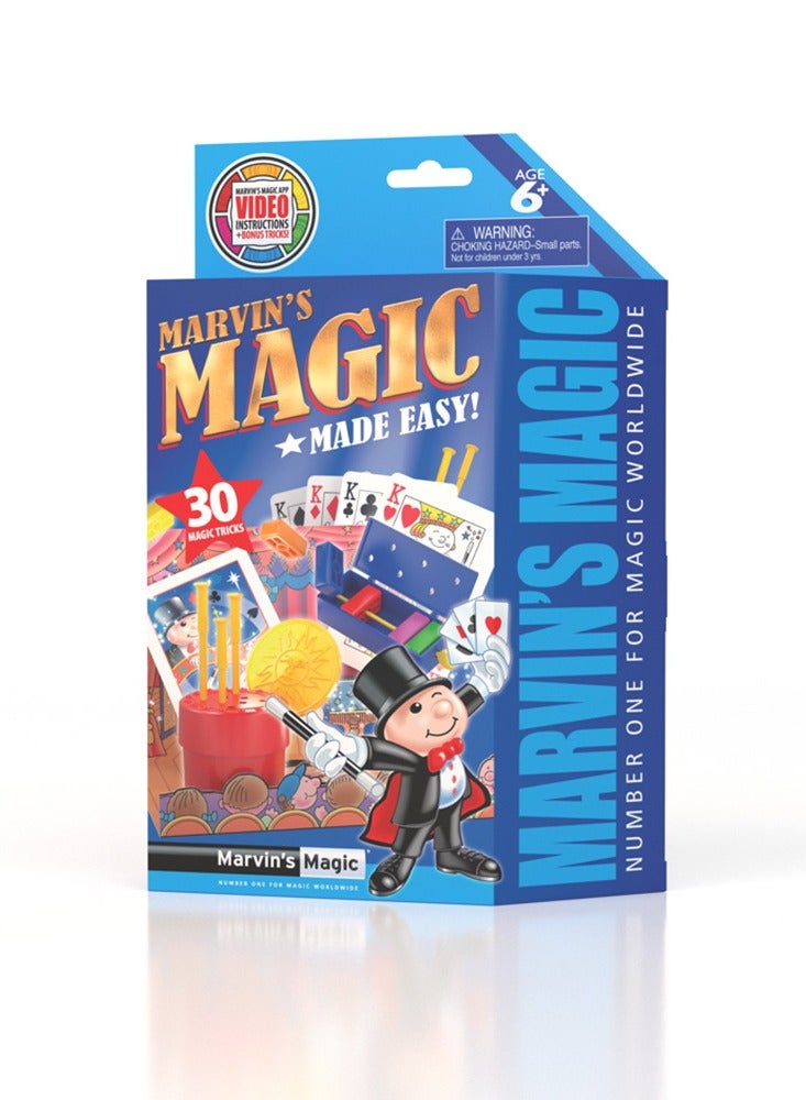 Marvin's Magic Set for Kids - 30 Mind-Blowing Tricks & Illusions, Easy-to-Learn Card Tricks, Magician Kit, Beginner-Friendly, Multilingual, Blue - Image 1