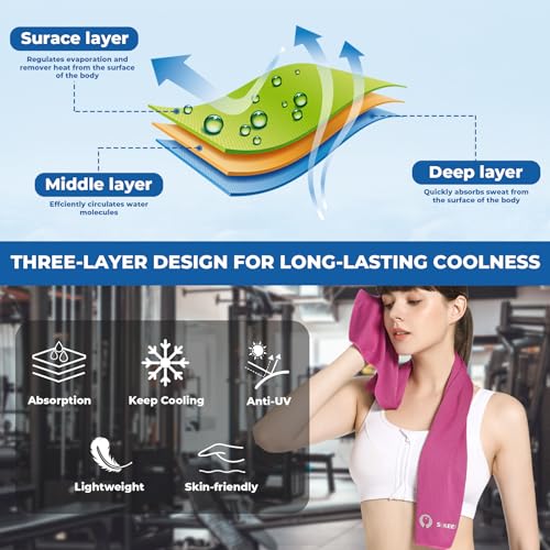 Sukeen Cooling Towels 8 Pack 40x 12 Cooling Towels for Neck and Face Microfiber Breathable Towel for Hot Weather Sweat Towel for Gym Sport Yoga Golf Workout Camping Running - Image 3