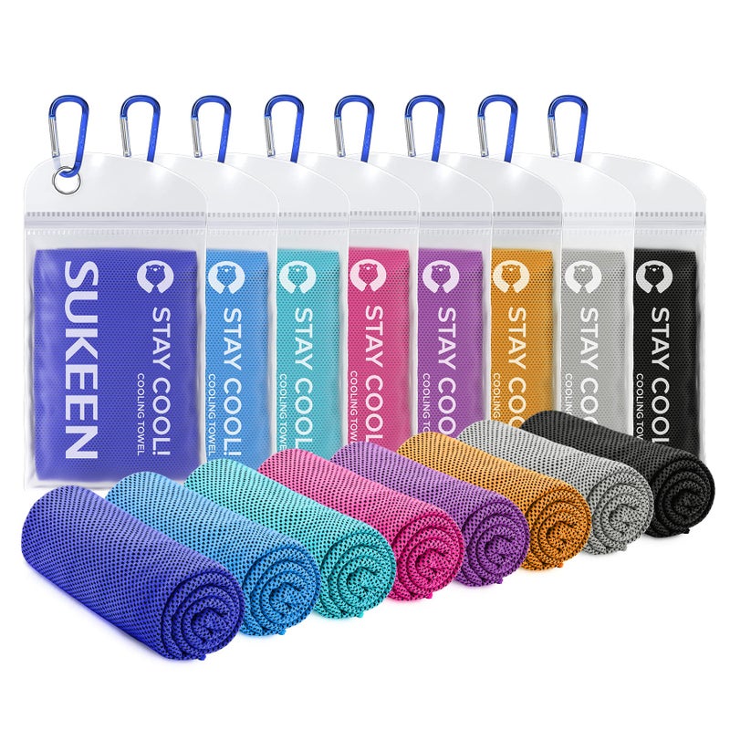 Sukeen Cooling Towels 8 Pack 40x 12 Cooling Towels for Neck and Face Microfiber Breathable Towel for Hot Weather Sweat Towel for Gym Sport Yoga Golf Workout Camping Running - Image 2