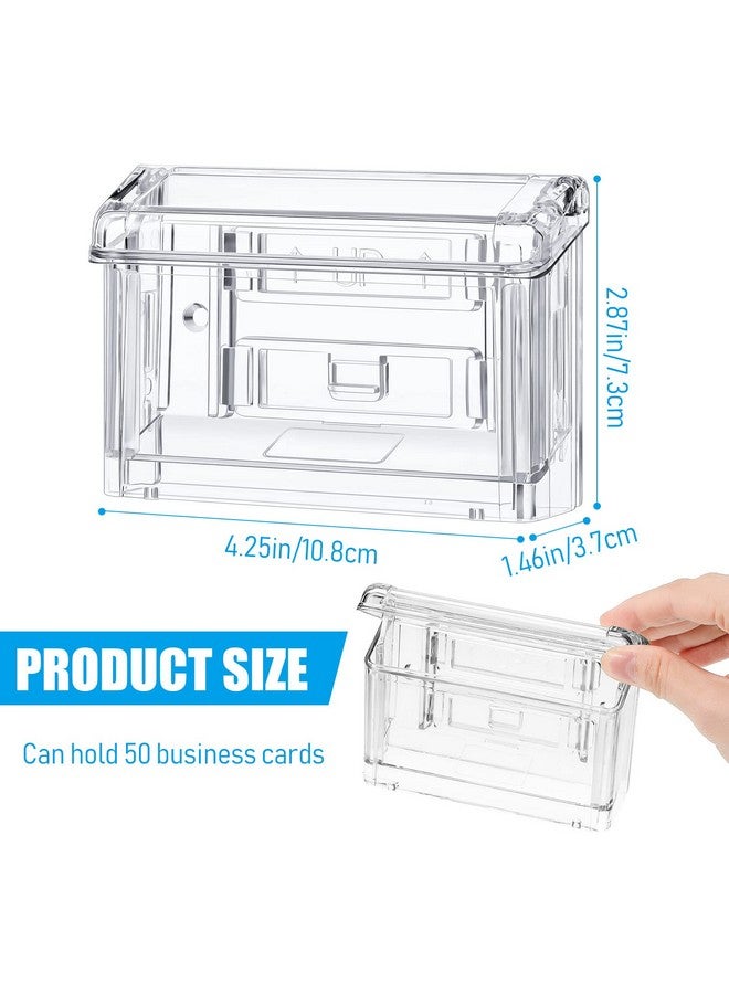 Vicenpal Outdoor Business Card Holder Wall Mount Acrylic Business Card Box Included Clear Business Card Holder Peel and Stick for Office Store Trucks Wall Outdoor 4.25 x 1.46 x 2.87 inch (4 Pieces) - Image 3