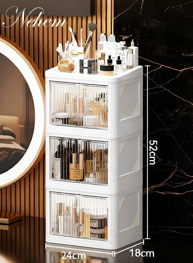 nehem Foldable Makeup and Skincare Organizer: Large Capacity Desktop Storage Box with Dustproof Design for Lipstick, Masks | Space-Saving Makeup & Accessories Holder - Image 2