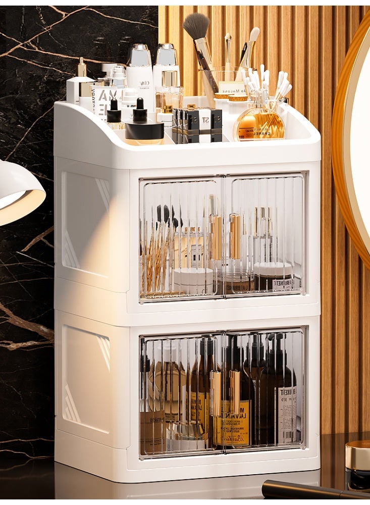 nehem Foldable Makeup and Skincare Organizer: Large Capacity Desktop Storage Box with Dustproof Design for Lipstick, Masks | Space-Saving Makeup & Accessories Holder - Image 3