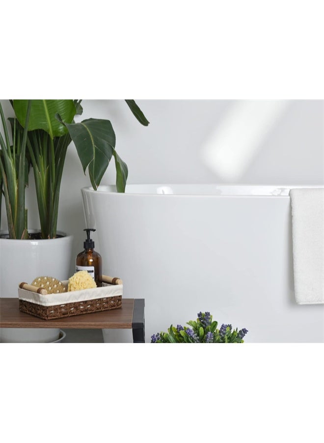 HOMESTAR Set of 2 Small Wicker Baskets for Shelves, for Organizing with Natural Fiber Liner, Toilet Storage, Toilet Tank Top, Brown - Image 5