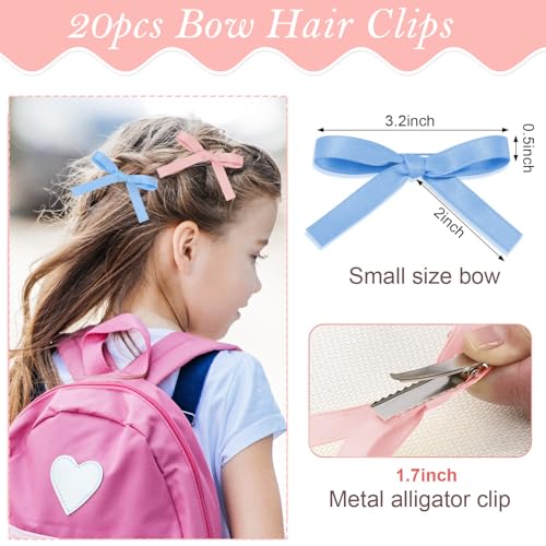 TecoKart® 20 Pcs Hair Clips for Girls | Soft Fabric Bow Hair Clips for Women & Kids | Cute Hair Bow for Photo Shoots & Party Styling - Image 2
