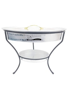 ARTC ARTC Silver Aluminum Breakfast Buffet Chaffing Dish And Serving Tray With Stand And Acrylic Lid  - Image 2