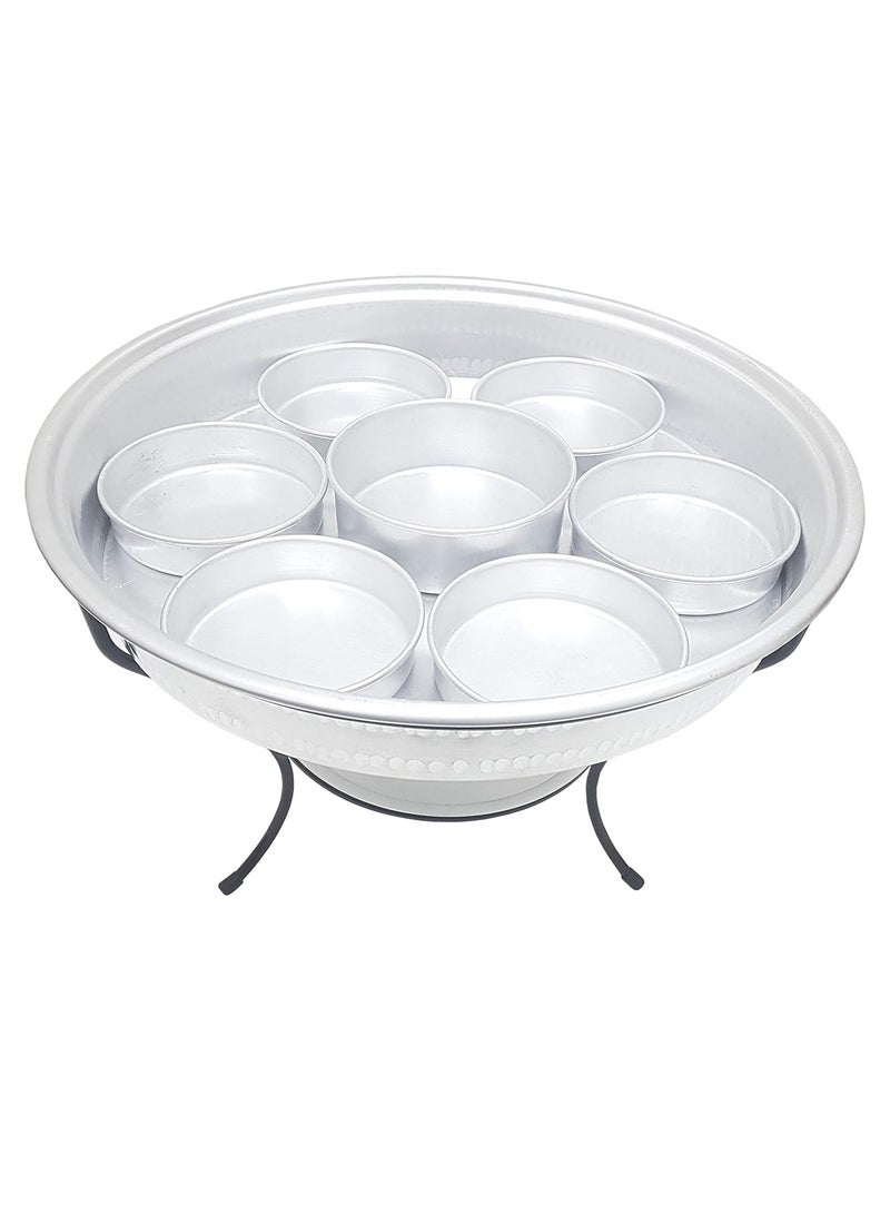 ARTC ARTC Silver Aluminum Breakfast Buffet Chaffing Dish And Serving Tray With Stand And Acrylic Lid  - Image 3