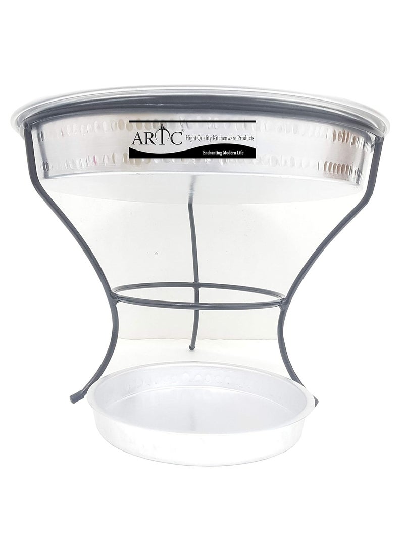 ARTC ARTC Silver Aluminum Breakfast Buffet Chaffing Dish And Serving Tray With Stand And Acrylic Lid  - Image 4