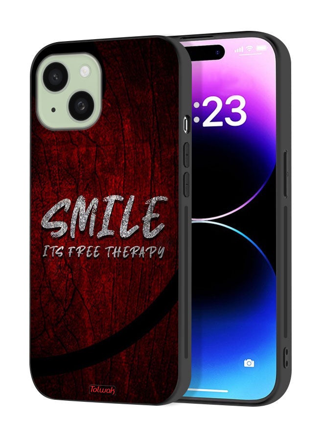 Tolwak Apple iPhone 15 Plus Protective Case Cover Smile Its Free Therapy - Image 1