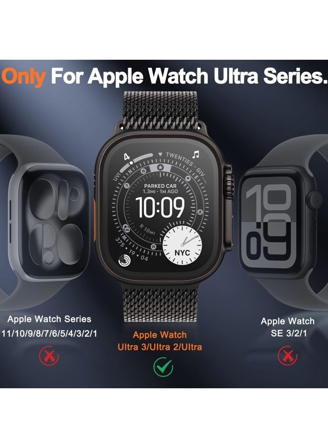 YWXTW Matte Screen Protector for Apple Watch Ultra 3/ Ultra 2/ Ultra (49mm), [Smooth as Silk] Tempered Glass + Titanium Alloy Frame for Apple Ultra 3, Anti Glare, 1S Press, Bubble Free, 2 Pack, Orange - Image 2