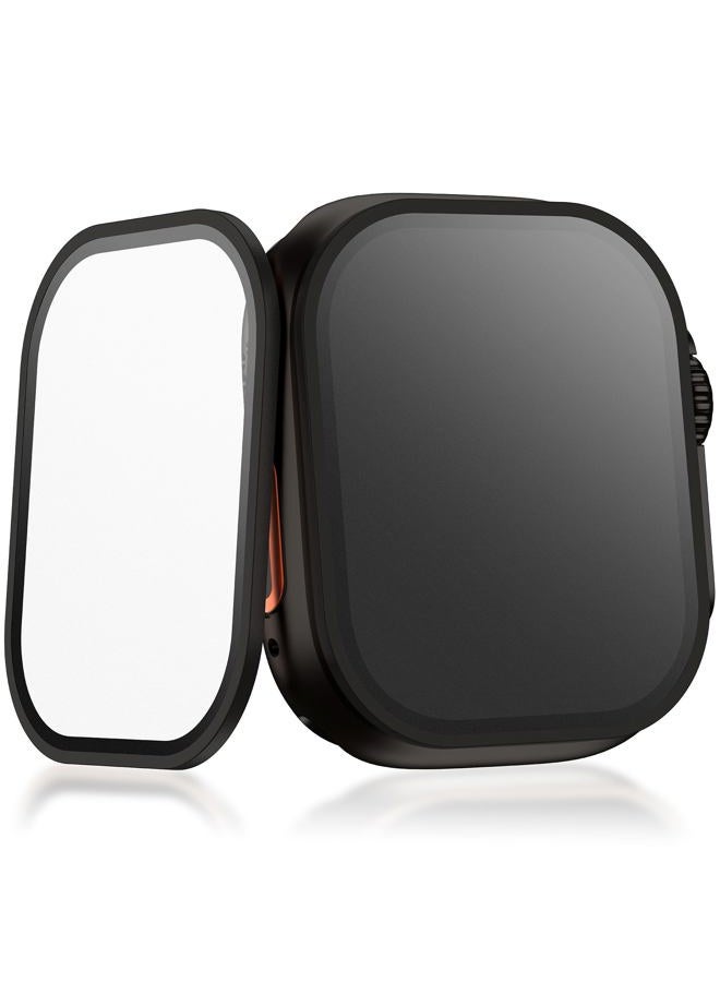 YWXTW Matte Screen Protector for Apple Watch Ultra 3/ Ultra 2/ Ultra (49mm), [Smooth as Silk] Tempered Glass + Titanium Alloy Frame for Apple Ultra 3, Anti Glare, 1S Press, Bubble Free, 2 Pack, Orange - Image 1