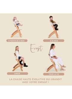 CHILDHOME Childhome, Evolutive Baby High Chair : From 0 Month To 85Kg, Tablet Included, Beechwood, Cradle, Safety Harness 5 Points, Invisible Screws, Evosit Natural Beige  - Image 5