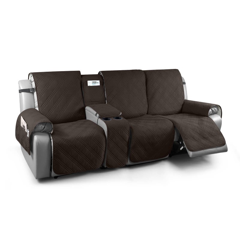 TAOCOCO 100 Waterproof Recliner Couch Covers with Console Sofa Covers for Reclining Sofa 3 Seat with Straps Design Split Recliner Sofa Cover Furniture Pets Kids Protector 3 Seater Chocolate