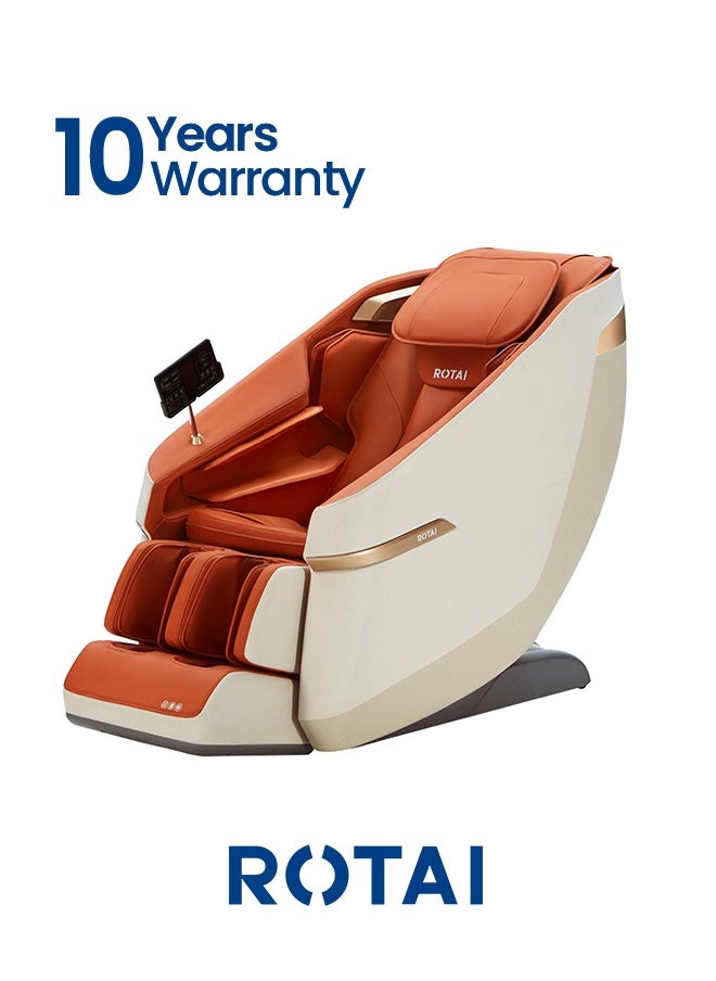 ROTAI Premium Zero-Gravity Massage Chair & Full-Body Foot Massager in Orange with Magnetic Stone Therapy, Intelligent Voice Control, 22 Auto Wellness Programs, Heated Airbags & Bluetooth Speaker – 10-Year Warranty 