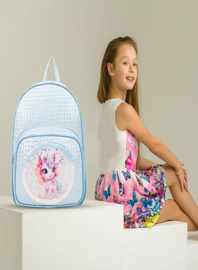 ADSON Holograpgic Mermaid Unicorn Tie Bow Butterfly Sequins Picnic Bag|School Bag|Backpacks for Girls, 3D Cute Schoolbag Bookbag for Kids, Children Bookbag (Unicorn Multi Colour) - Image 4