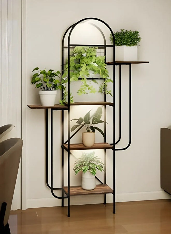 إن كي أكس حامل زهور مع أرفف لغرفة المعيشة وشرفة من الأرض إلى الأرض ورف من الحديد المطاوع مع حامل متعدد الطبقات لأصيص الزهور للزراعة - Image 1