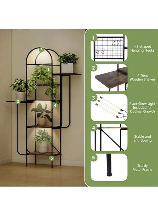 إن كي أكس حامل زهور مع أرفف لغرفة المعيشة وشرفة من الأرض إلى الأرض ورف من الحديد المطاوع مع حامل متعدد الطبقات لأصيص الزهور للزراعة - Image 2