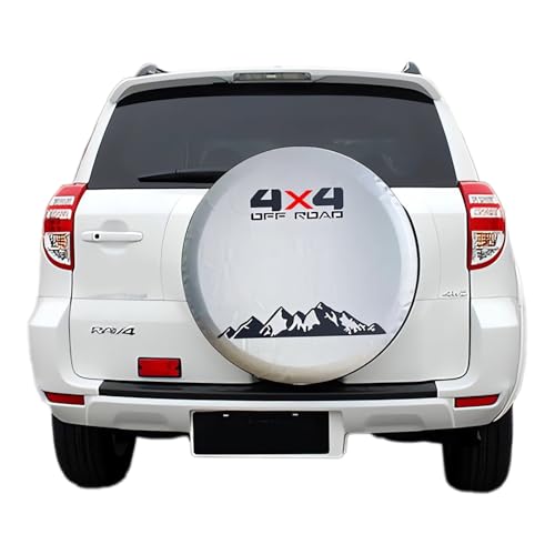 Tribones for Jeep Compass, Toyota RAV4, Hummer H3, Ford Bronco Spare Tire Cover, Spare Wheel Cover Protector, Tire Cover Protector, White/Silver (L: 265/70R16, 275/70R15) - Image 1