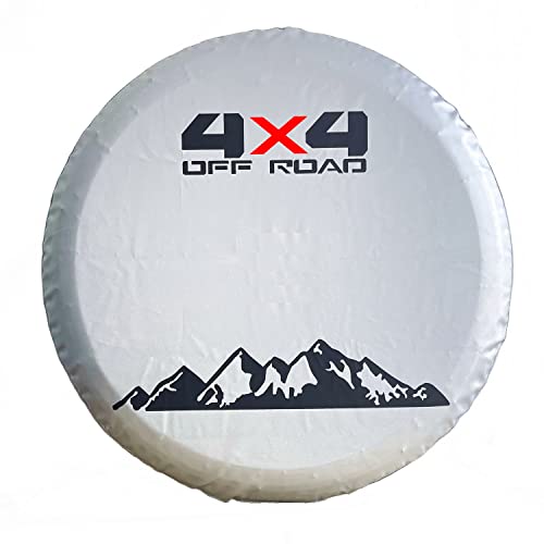 Tribones for Jeep Compass, Toyota RAV4, Hummer H3, Ford Bronco Spare Tire Cover, Spare Wheel Cover Protector, Tire Cover Protector, White/Silver (L: 265/70R16, 275/70R15) - Image 3