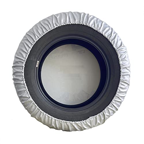 Tribones for Jeep Compass, Toyota RAV4, Hummer H3, Ford Bronco Spare Tire Cover, Spare Wheel Cover Protector, Tire Cover Protector, White/Silver (L: 265/70R16, 275/70R15) - Image 4