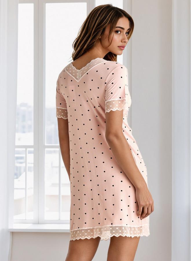 سبلاش فيڤ فستان نوم دانتيل منقط - Image 2