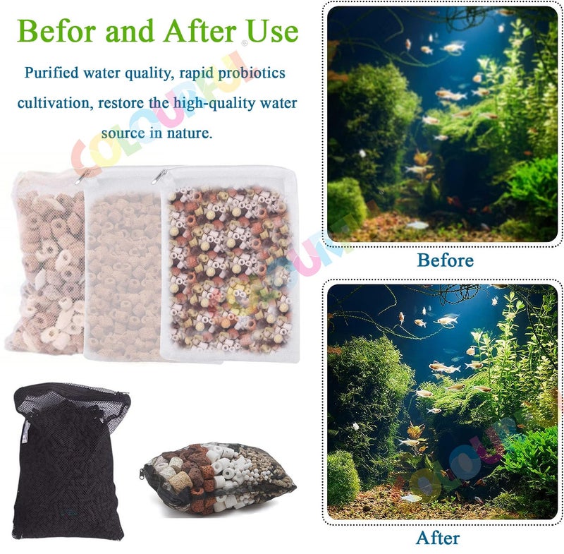 COLOURFUL - Aquarium Filter Media Bags | Mesh Nylon Filter Media Net Bags with Plastic Zipper for Activated Carbon, Ammonia Remover, Ceramic Rings, Bio Balls (Set of 10, White) - Image 4