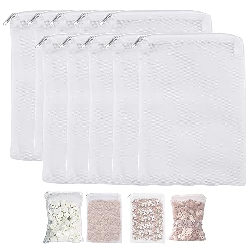 COLOURFUL - Aquarium Filter Media Bags | Mesh Nylon Filter Media Net Bags with Plastic Zipper for Activated Carbon, Ammonia Remover, Ceramic Rings, Bio Balls (Set of 10, White) - Image 1