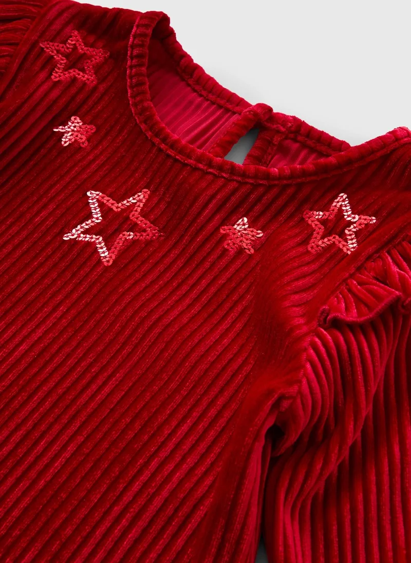 ماتلان طقم بناتي مخملي لامع باللون العنابي مع بنطال ليجن