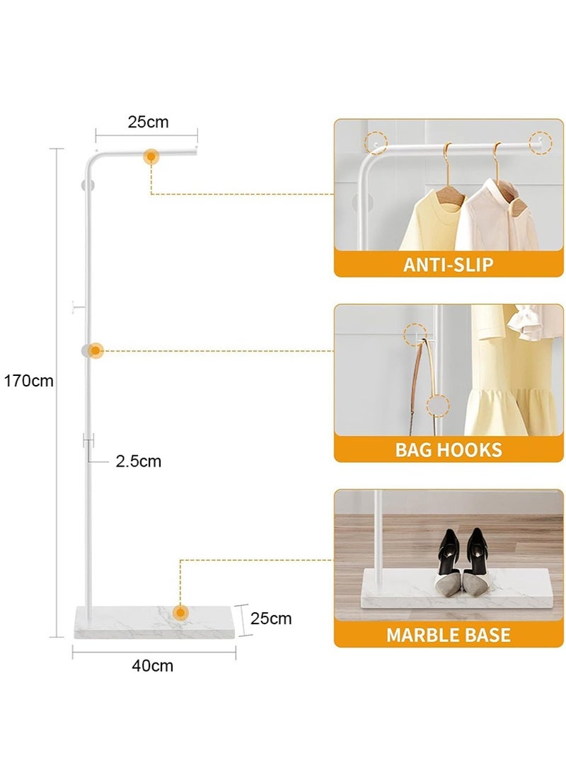 تابيت رف المعطف الحديدي المستقل مع قاعدة الرخام الثقيلة - رف المعطف الحديث الحد الأدنى لغرفة النوم وغرفة المعيشة ، وموقف عرض الملابس القوي متعدد الوظائف (أبيض) - Image 5