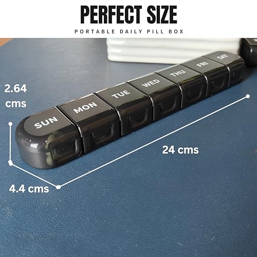 POPCUBE Weekly Pill Organizer Box, Pill Box 7 Day,7 Detachable Portable Daily Pill Case Medicine Organizer with Large Compartment, Travel Pill Container for Supplements. (Black-7 Compartment) - Image 4