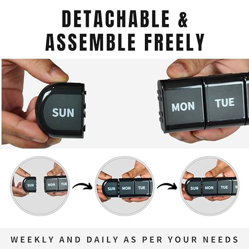 POPCUBE Weekly Pill Organizer Box, Pill Box 7 Day,7 Detachable Portable Daily Pill Case Medicine Organizer with Large Compartment, Travel Pill Container for Supplements. (Black-7 Compartment) - Image 2