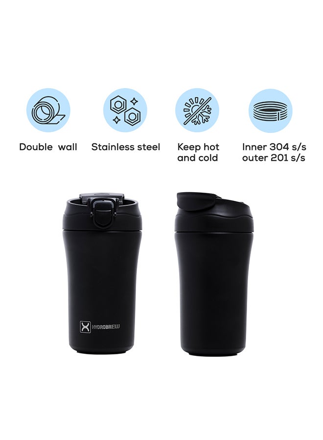 HYDROBREW زجاجة ماء معزولة مزدوجة الجدار 400 مل - أسود - Image 4