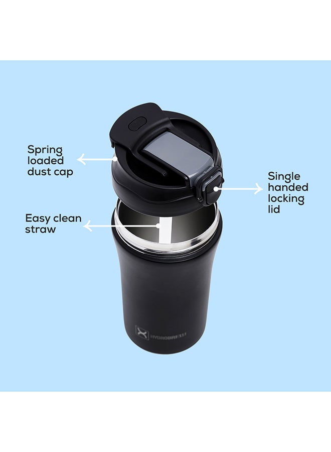 HYDROBREW زجاجة ماء معزولة مزدوجة الجدار 400 مل - أسود - Image 5