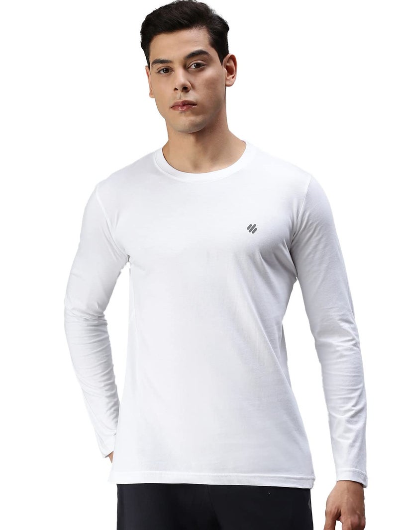 ONN Men's White Full Sleeves Round Neck T-Shirt(Size : Medium) - Image 1