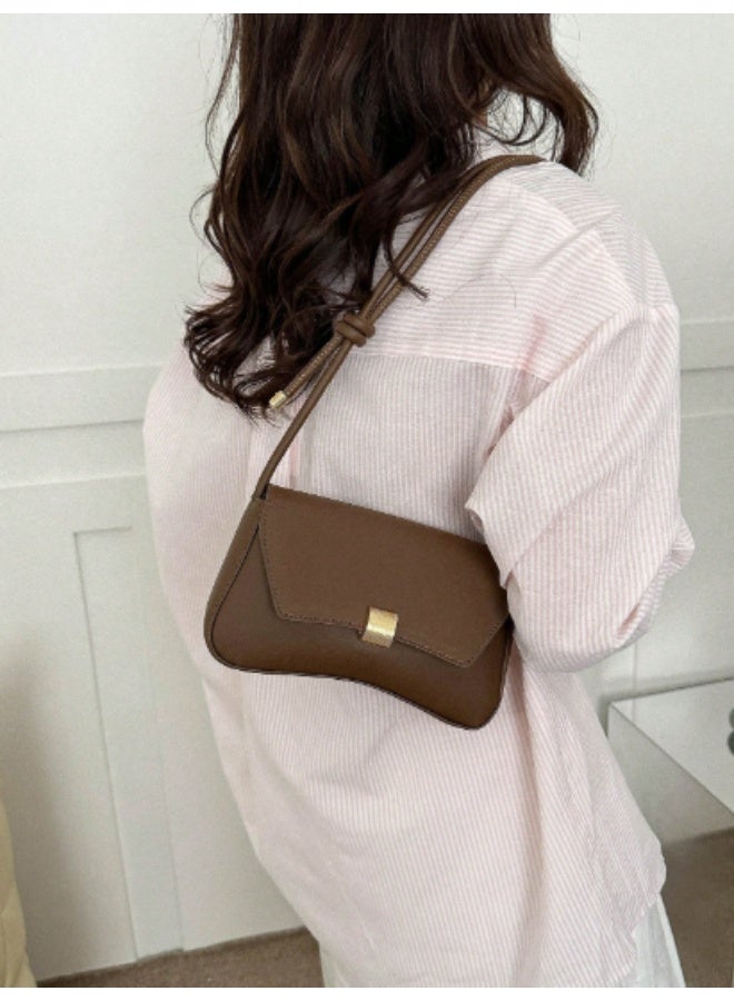 Retro Lightweight Brown Flap Shoulder Bag for Women – Vintage Business Casual Crossbody for College, Office, Travel & Daily Use - Image 2