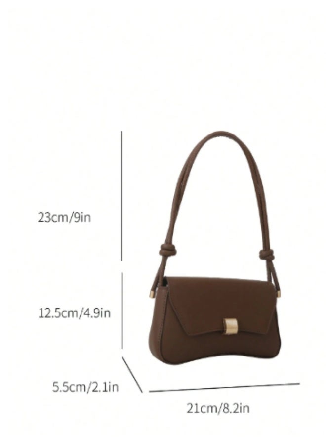 Retro Lightweight Brown Flap Shoulder Bag for Women – Vintage Business Casual Crossbody for College, Office, Travel & Daily Use - Image 3