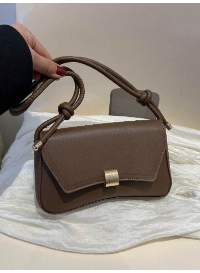 Retro Lightweight Brown Flap Shoulder Bag for Women – Vintage Business Casual Crossbody for College, Office, Travel & Daily Use - Image 5