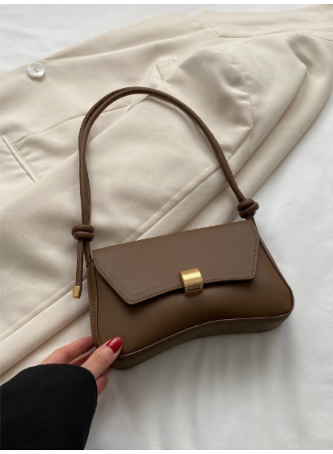 Retro Lightweight Brown Flap Shoulder Bag for Women – Vintage Business Casual Crossbody for College, Office, Travel & Daily Use - Image 1