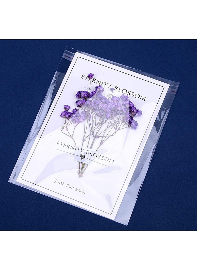 MARKQ - [130 Pieces] Clear Resealable Cellophane Bags 8 x 12 inches | Self-Sealing Poly Bags for Weddings, A1 Cards, Envelopes, Treats, Sweets, Bath Bombs | Plastic Cellophane Bags - Image 1