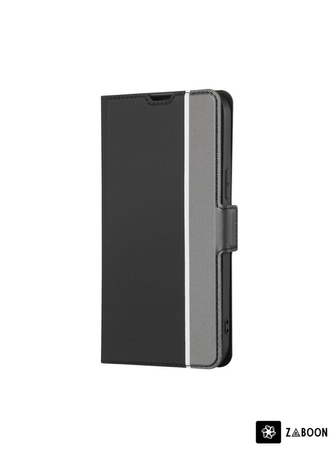For iPhone 13 Pro Twill Texture Side Button Leather Phone Case (Black)