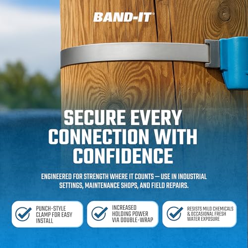 BAND-IT CP1499 5/8" Wide x 0.025" Thick 3-1/2" Diameter, Galvanized Carbon Steel Center Punch Clamp (50 Per Box) - Image 3