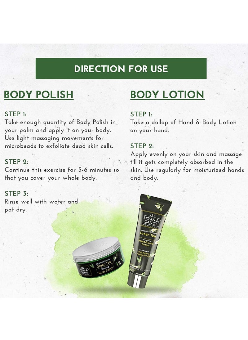 BRYAN & CANDY - Green Tea Bath Tub Gift for Women and Men Complete Home Spa Experience Shower Gel Hand & Body Lotion Sugar Scrub Body Polish - Image 1