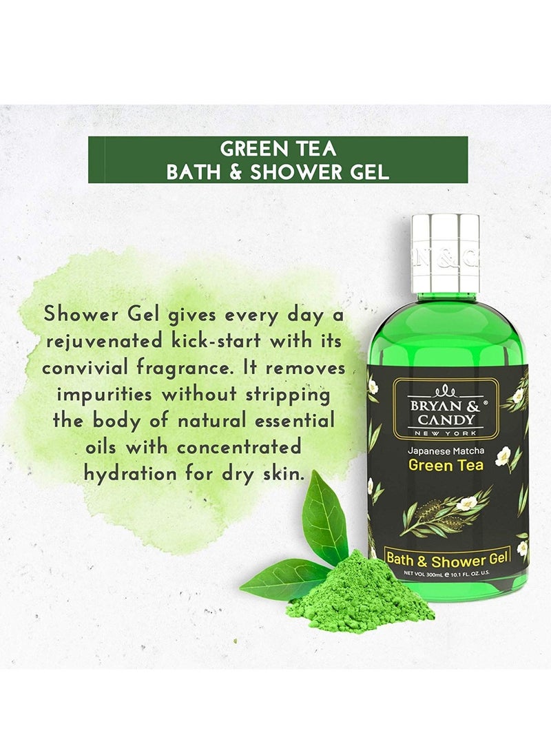 BRYAN & CANDY - Green Tea Bath Tub Gift for Women and Men Complete Home Spa Experience Shower Gel Hand & Body Lotion Sugar Scrub Body Polish - Image 1