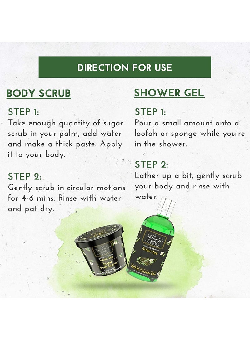 BRYAN & CANDY - Green Tea Bath Tub Gift for Women and Men Complete Home Spa Experience Shower Gel Hand & Body Lotion Sugar Scrub Body Polish - Image 1