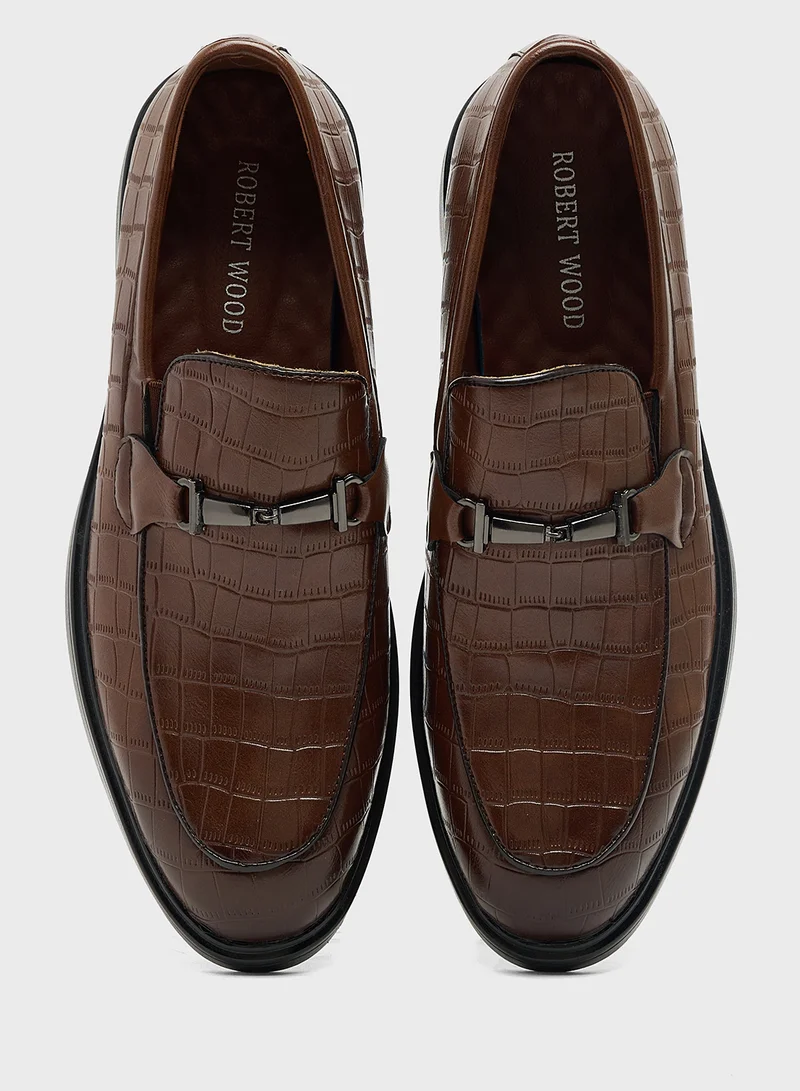 Robert Wood Croc Emboss Formal Slip Ons